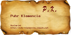 Puhr Klemencia névjegykártya